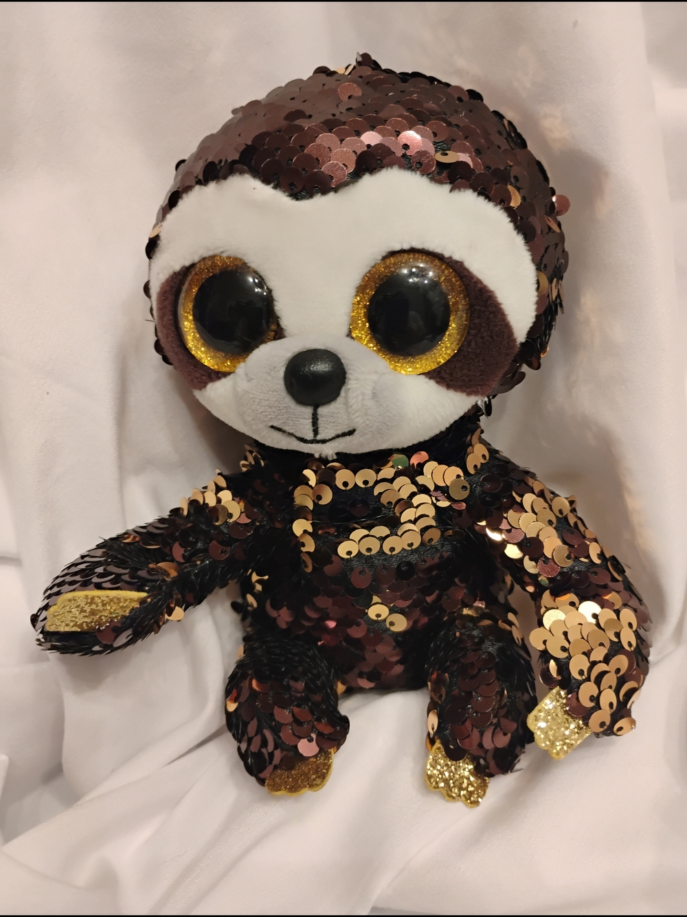 Sequin Plush Sloth Toy with Gold Accents